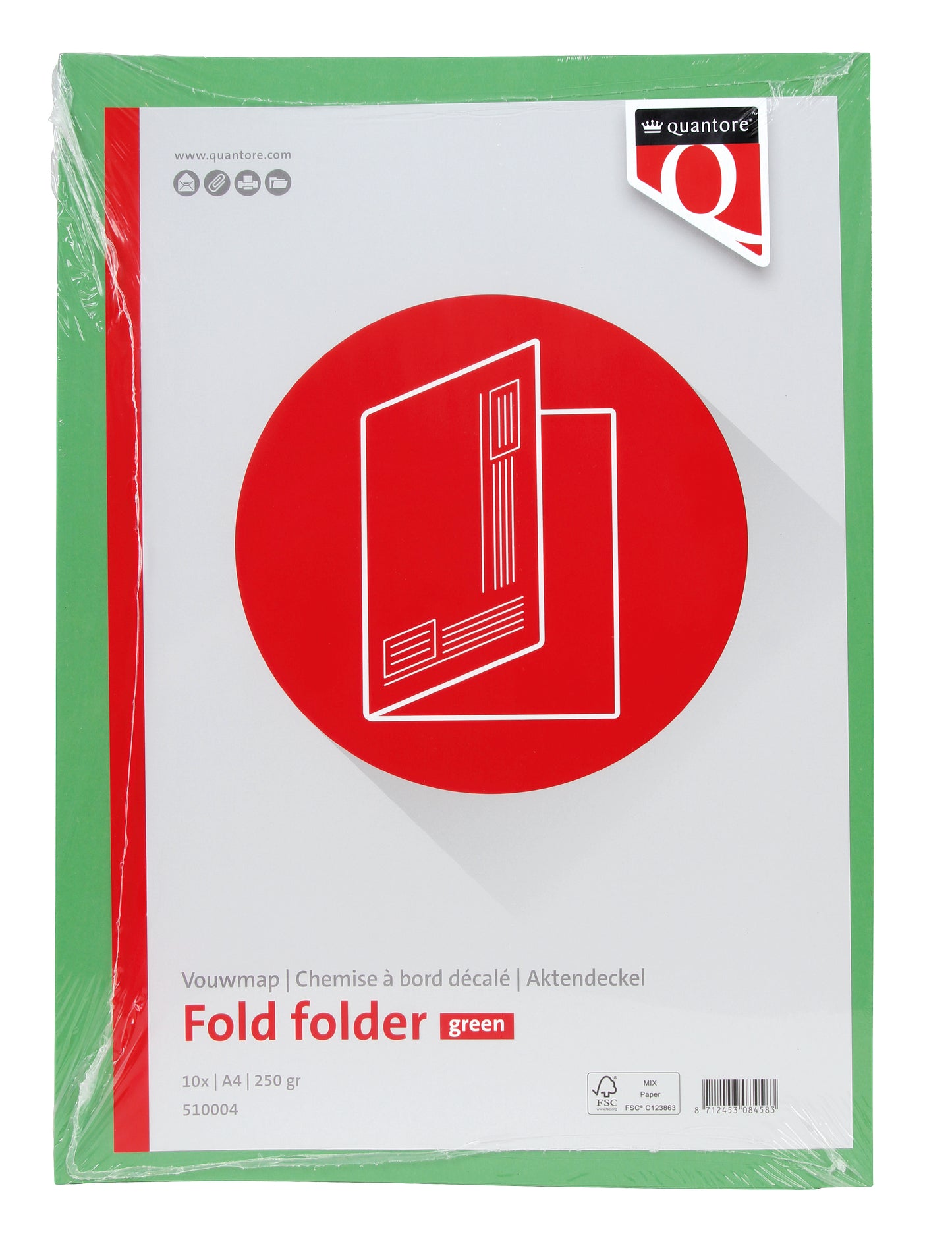Vouwmap Quantore A4 ongelijke zijde 250gr in groen - 2