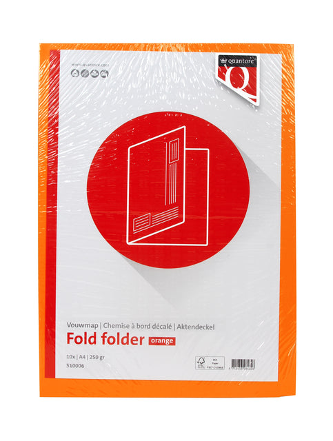 Vouwmap Quantore A4 ongelijke zijde 250gr in oranje - 2