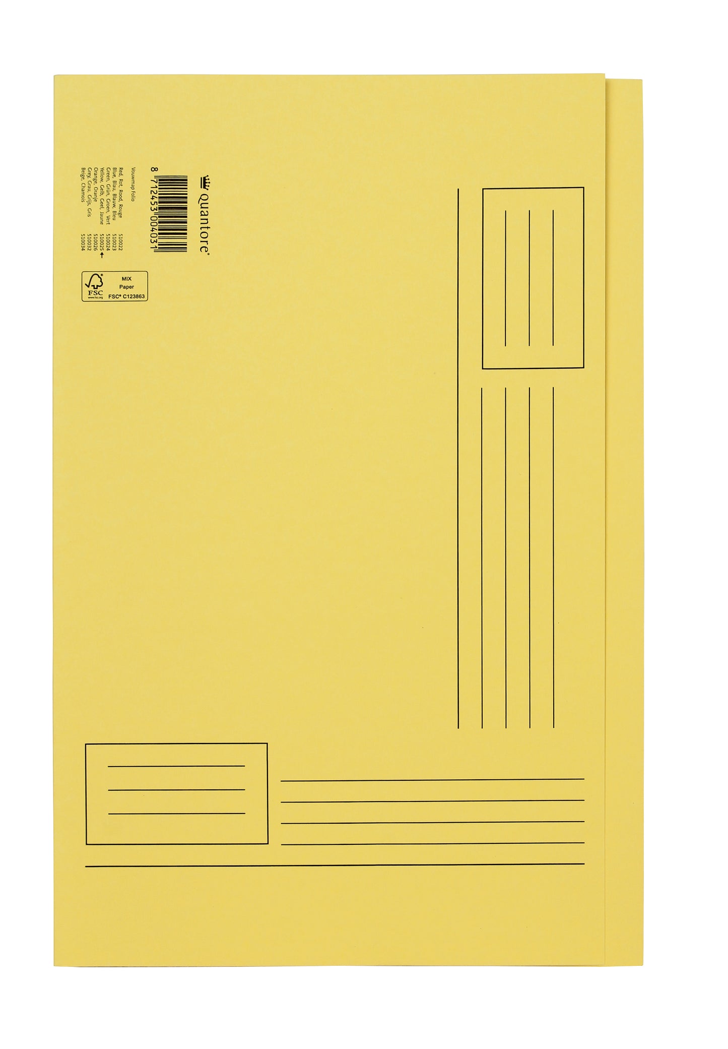 Vouwmap Quantore A4 ongelijke zijde 250 g/m² geel