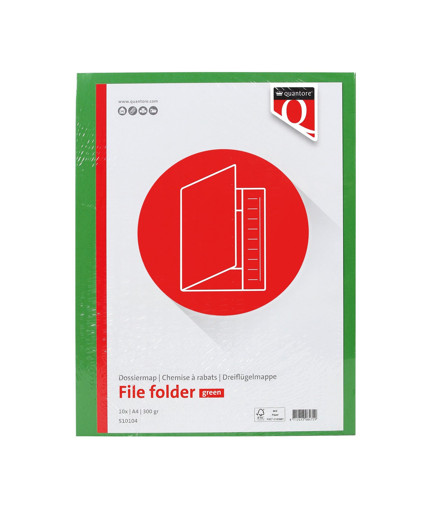 Dossiermap Quantore A4 300gr groen met drie stofkleppen - 2