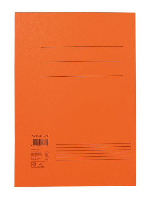 Dossiermap Fo A4, oranje, 300g gerecycled manillakarton, 3 stofkleppen