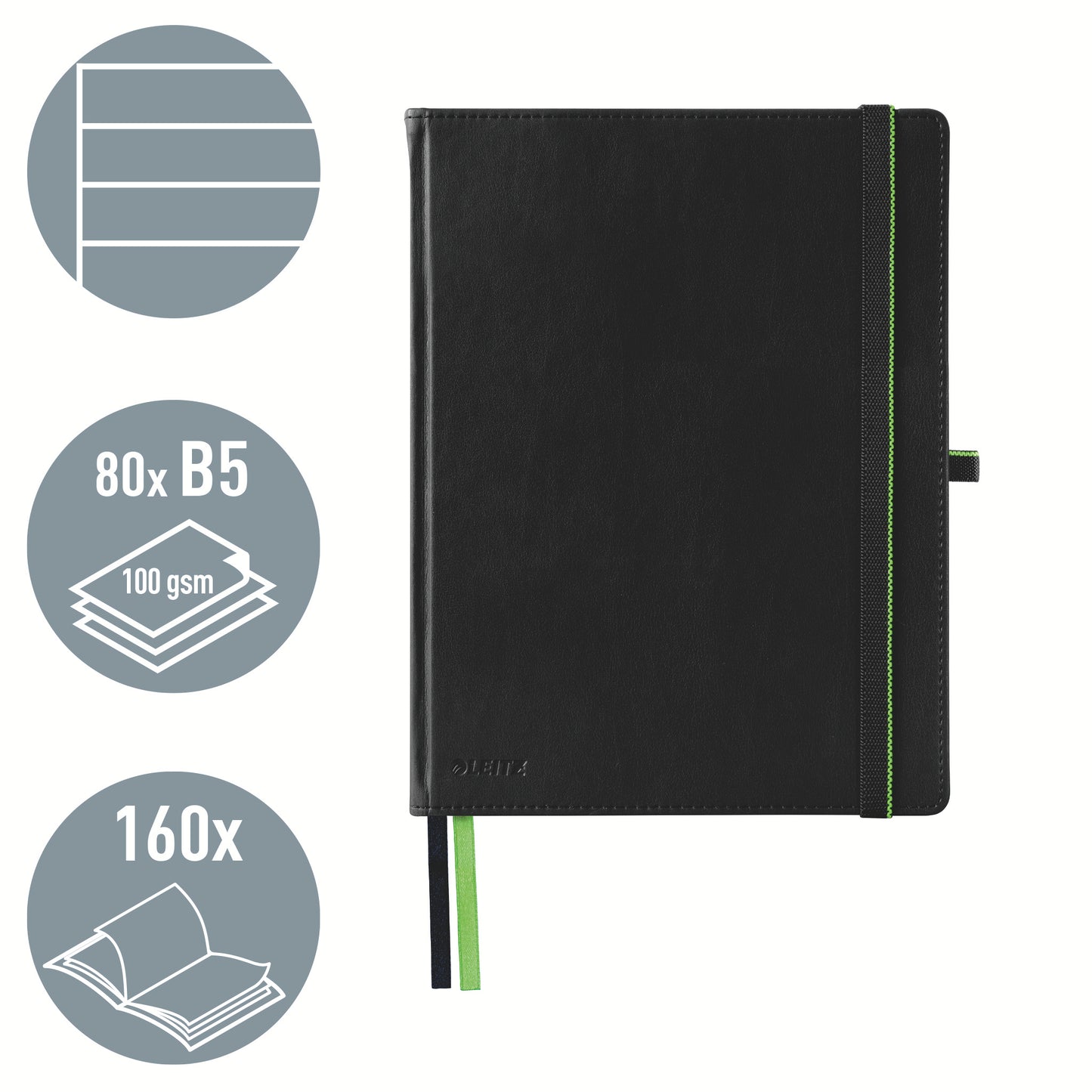 Notitieboek Leitz Complete 187x242 160 pagina's lijn zwart