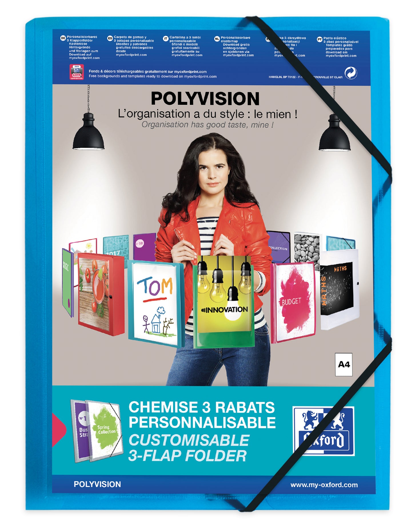 Elastomap Oxford Polyvision A4 3-klep, Transparant, Incl. Insteektas