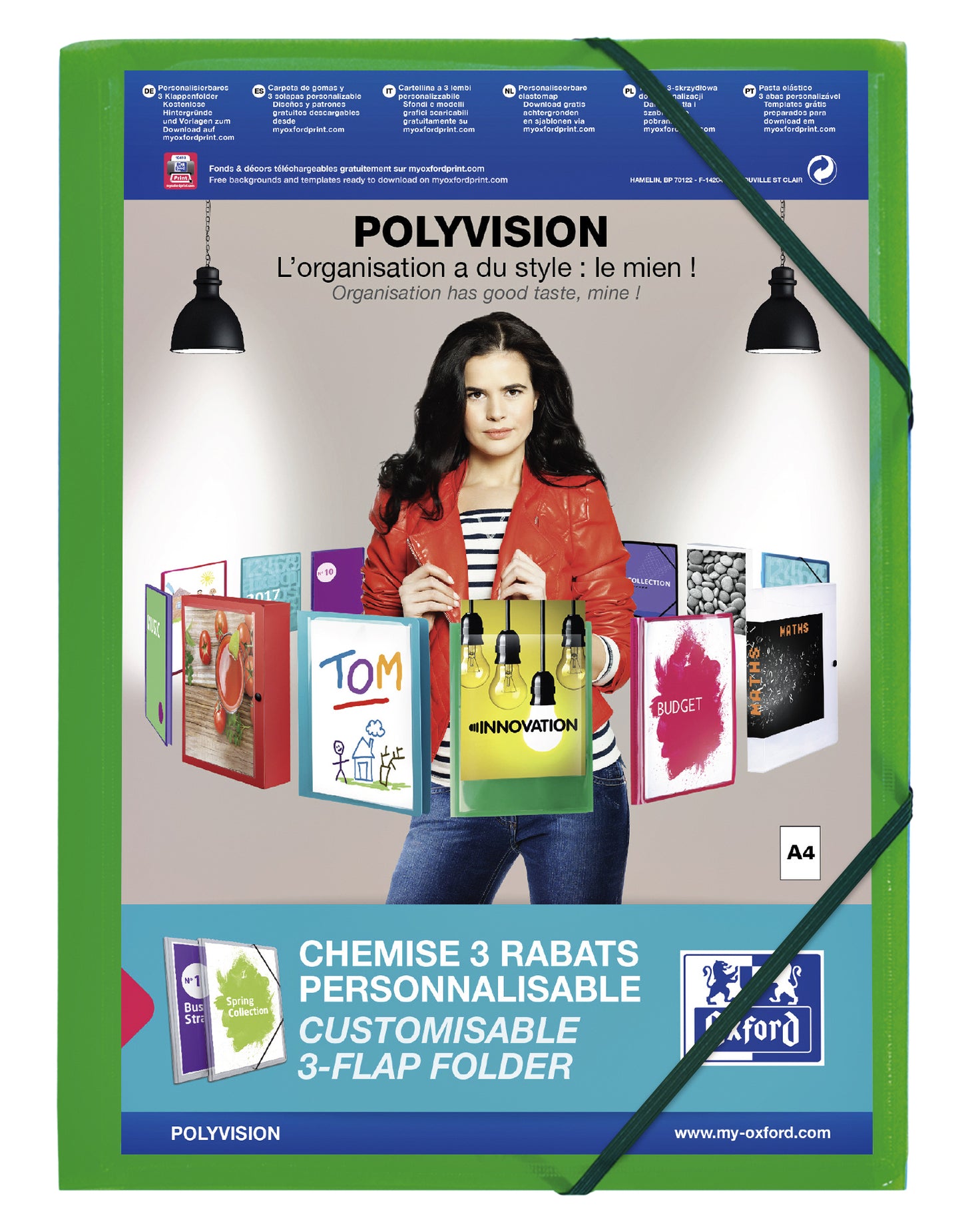 Elastomap Oxford Polyvision A4 met insteektas en 3 kleppen