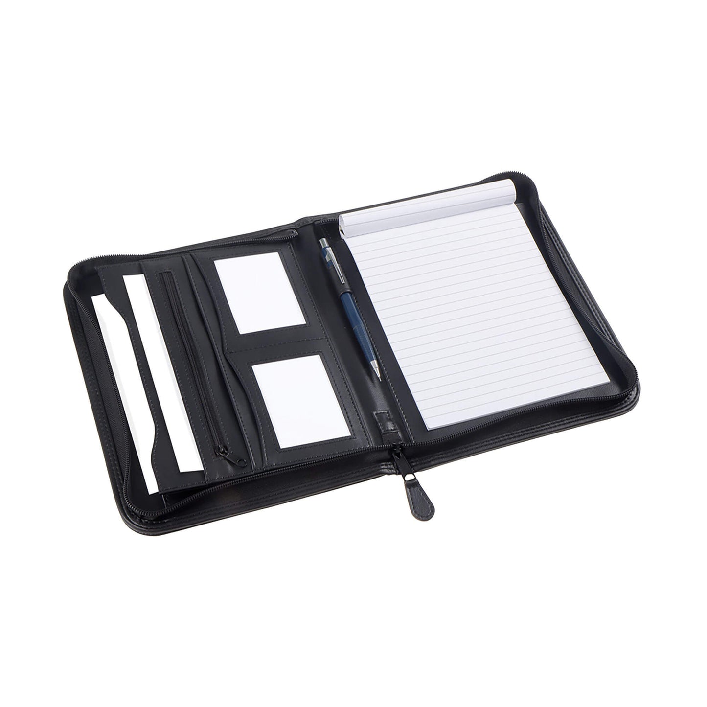Zwarte A5 lederlook schrijfmap Excellent de luxe met rits - 2