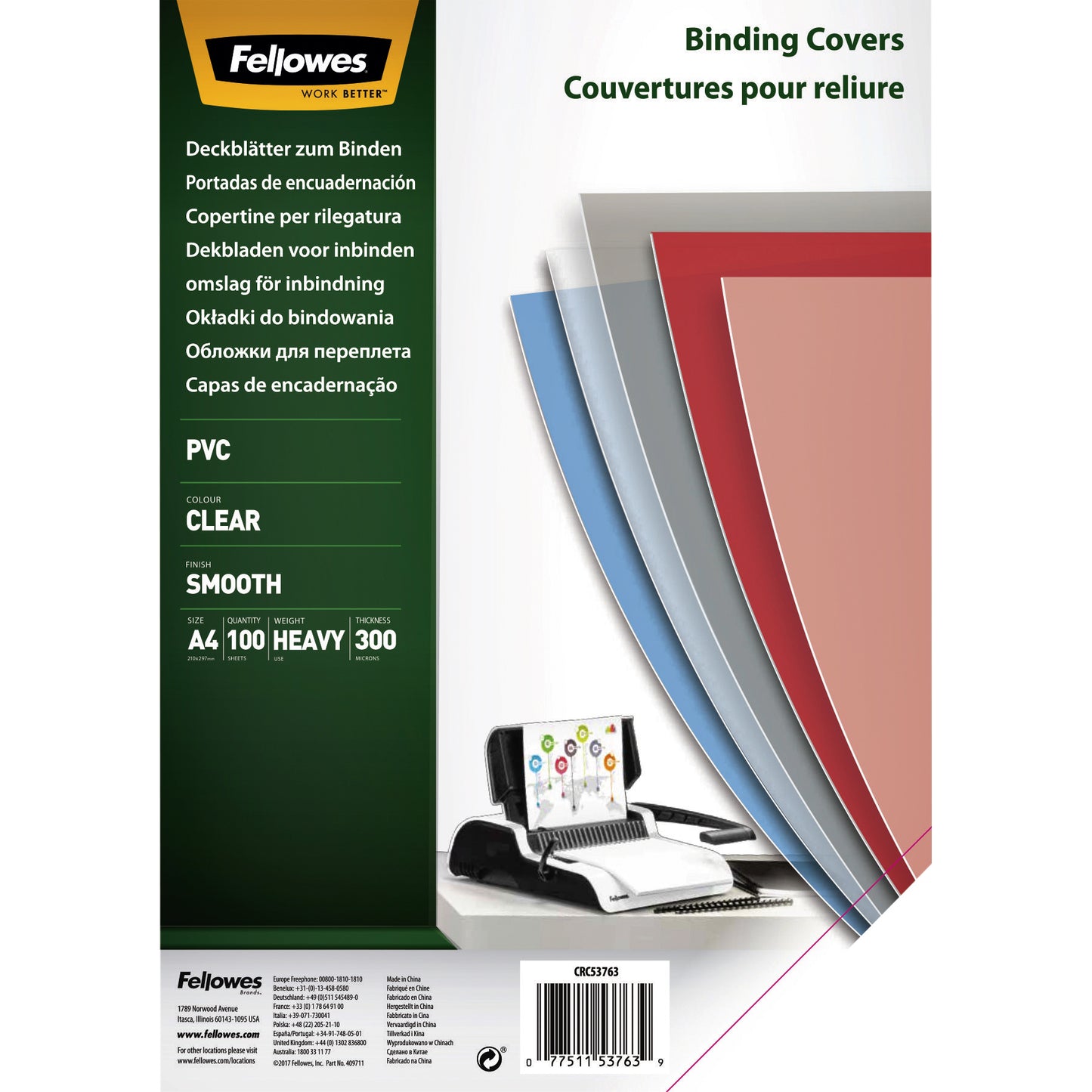 Voorblad Fellowes A4 PVC 300 micron transparant