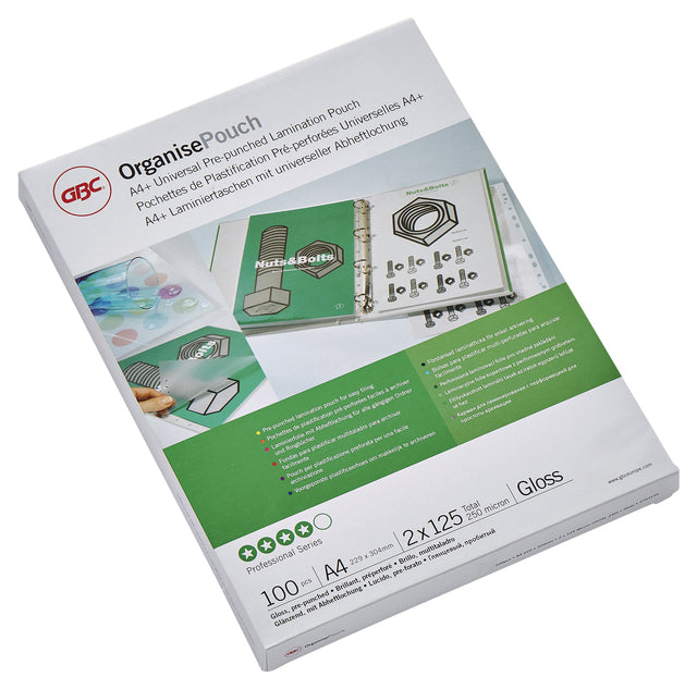 GBC A4 Laminatiehoes 2x125 micron met Ponsgaten