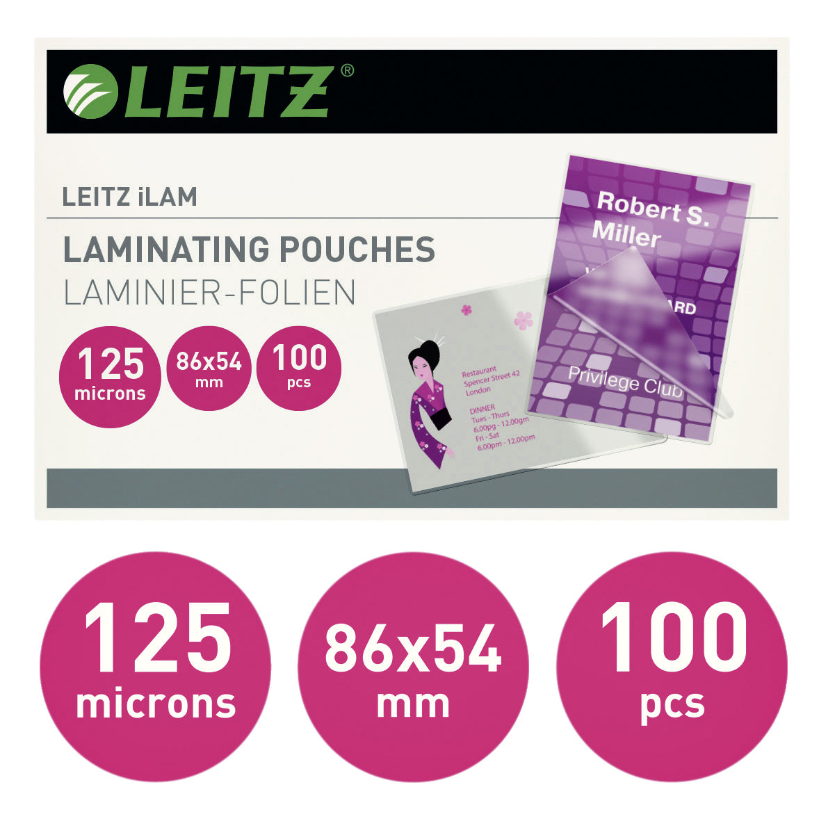 Lamineerhoes Leitz iLAM 54x86 mm 2x125 micron EVA - 2