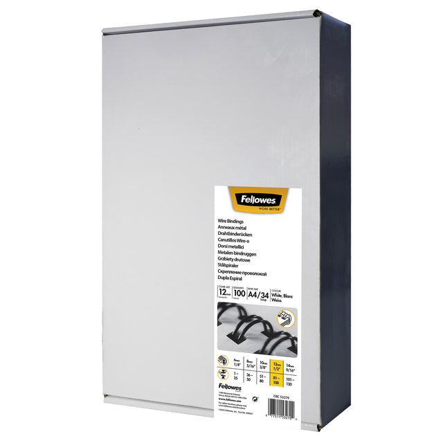 Draadrug Fellowes 12mm 34-rings A4 wit