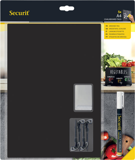 Set Krijtbord A4 met 5 Bordjes, Pins en Marker