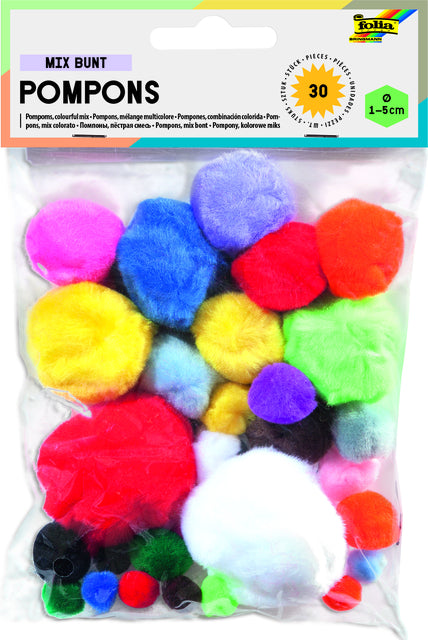 Folia Pompon 30 stuks in Diverse Kleuren en Afmetingen