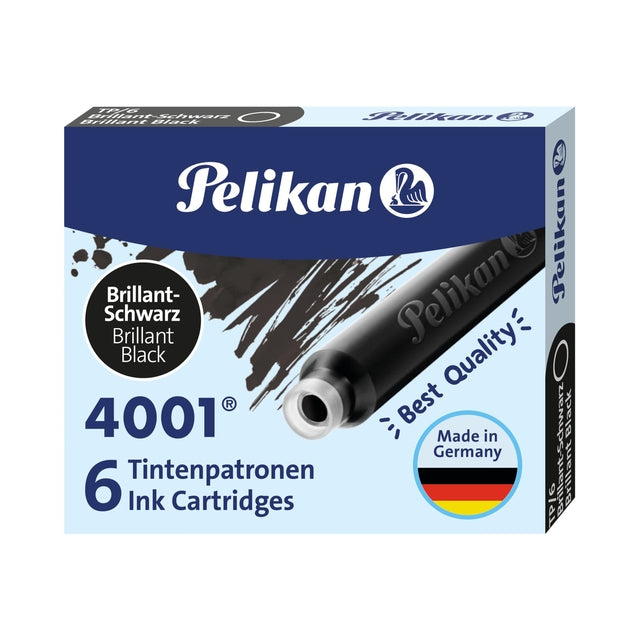 Pelikan zwart inktpatroon, doos van 6