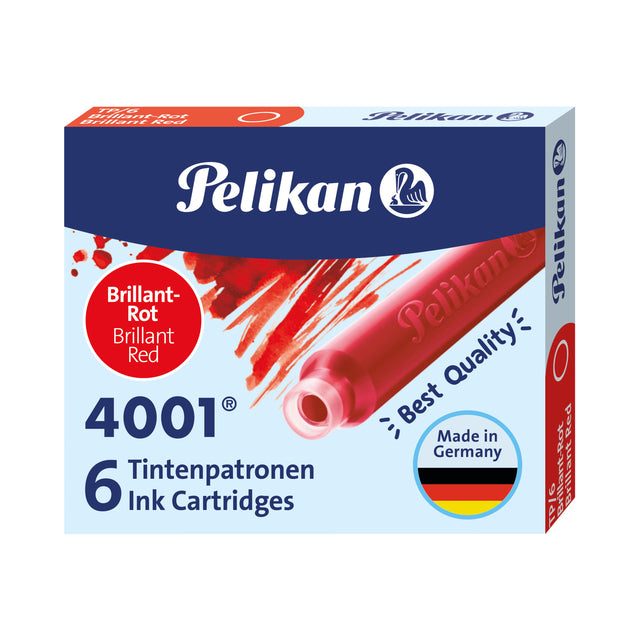 Pelikan rood inktpatronen, doos van 6