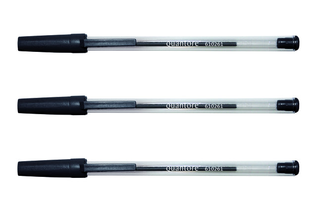 Balpen Quantore stick zwart met gevlekte dop