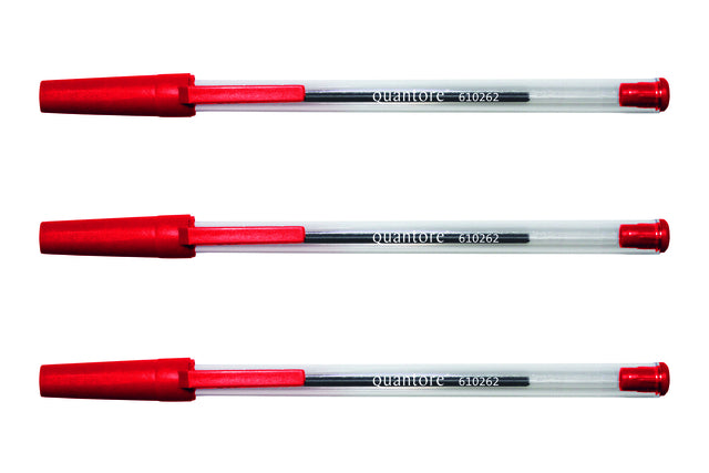 Balpen Quantore stick rood met gevlekte dop