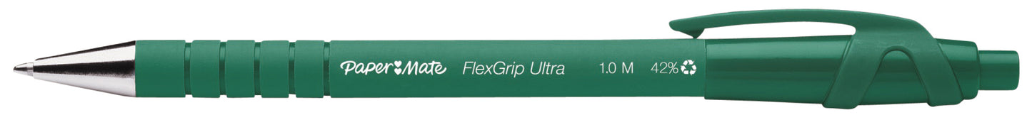 Papermate Flexgrip Ultra Balpen M Groen met Drukknop en Inktkleurindicator