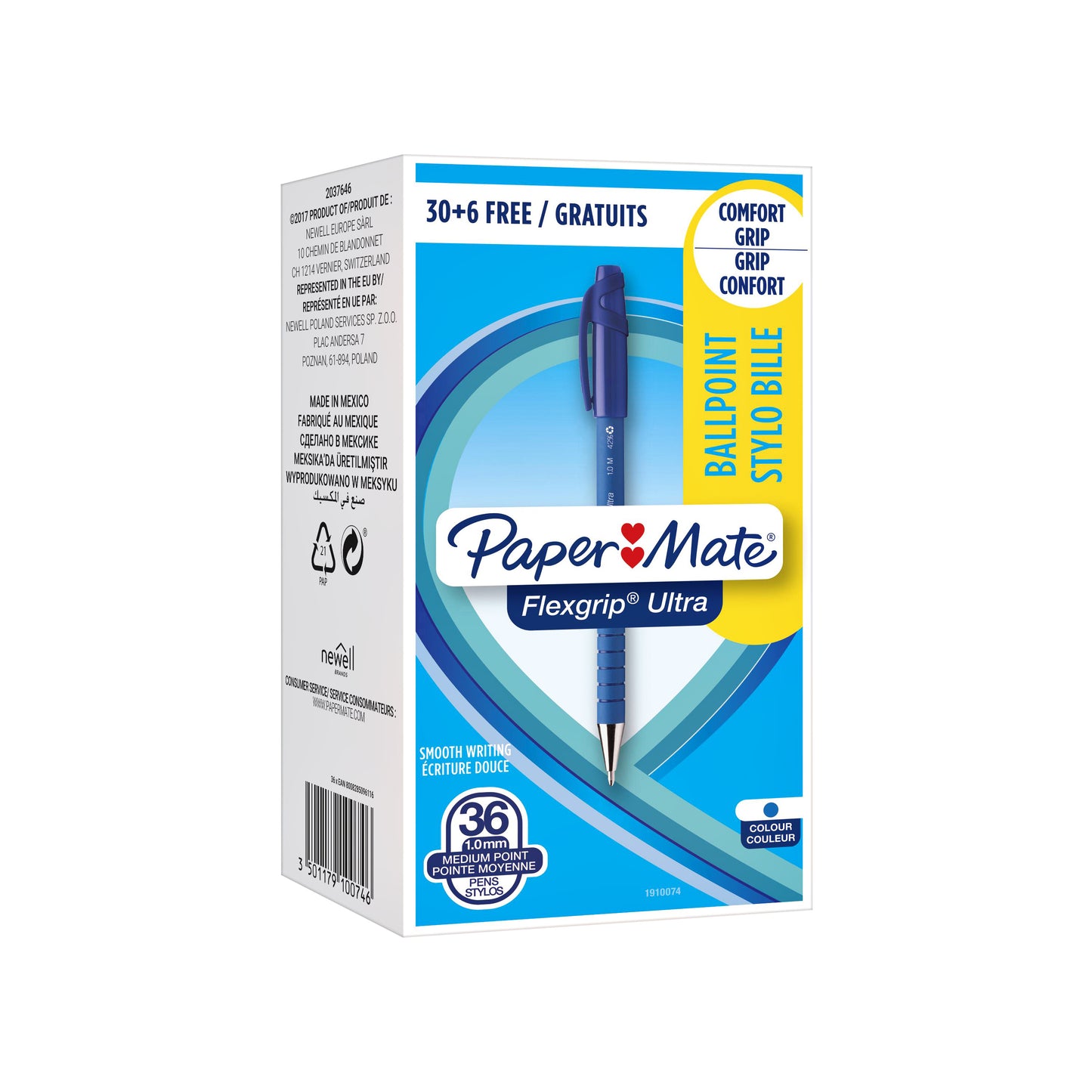 Balpen Paper Mate Flexgrip Ultra M blauw valuepack - 2