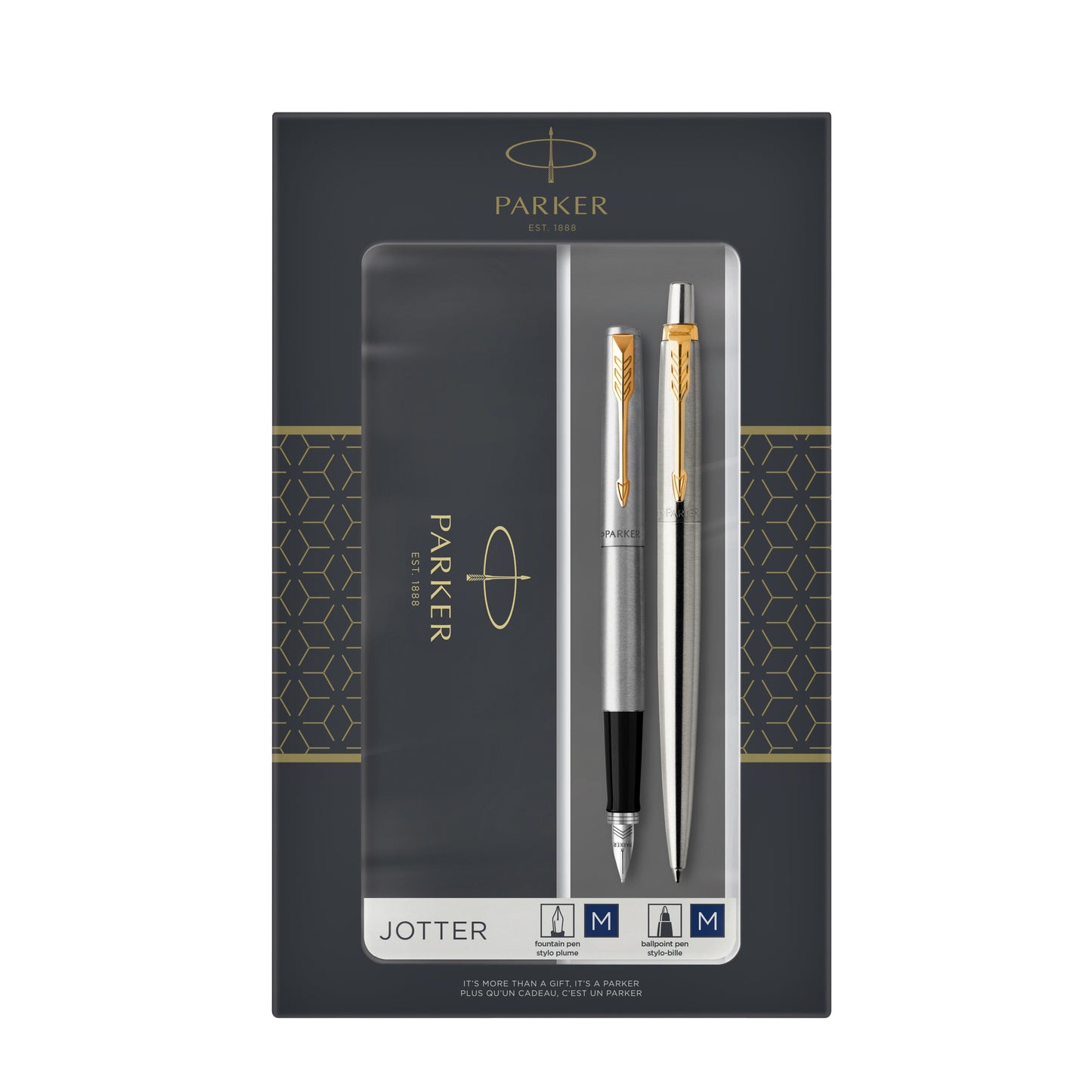 Parker Jotter GT RVS Balpen en Vulpen Duo in Geschenkverpakking