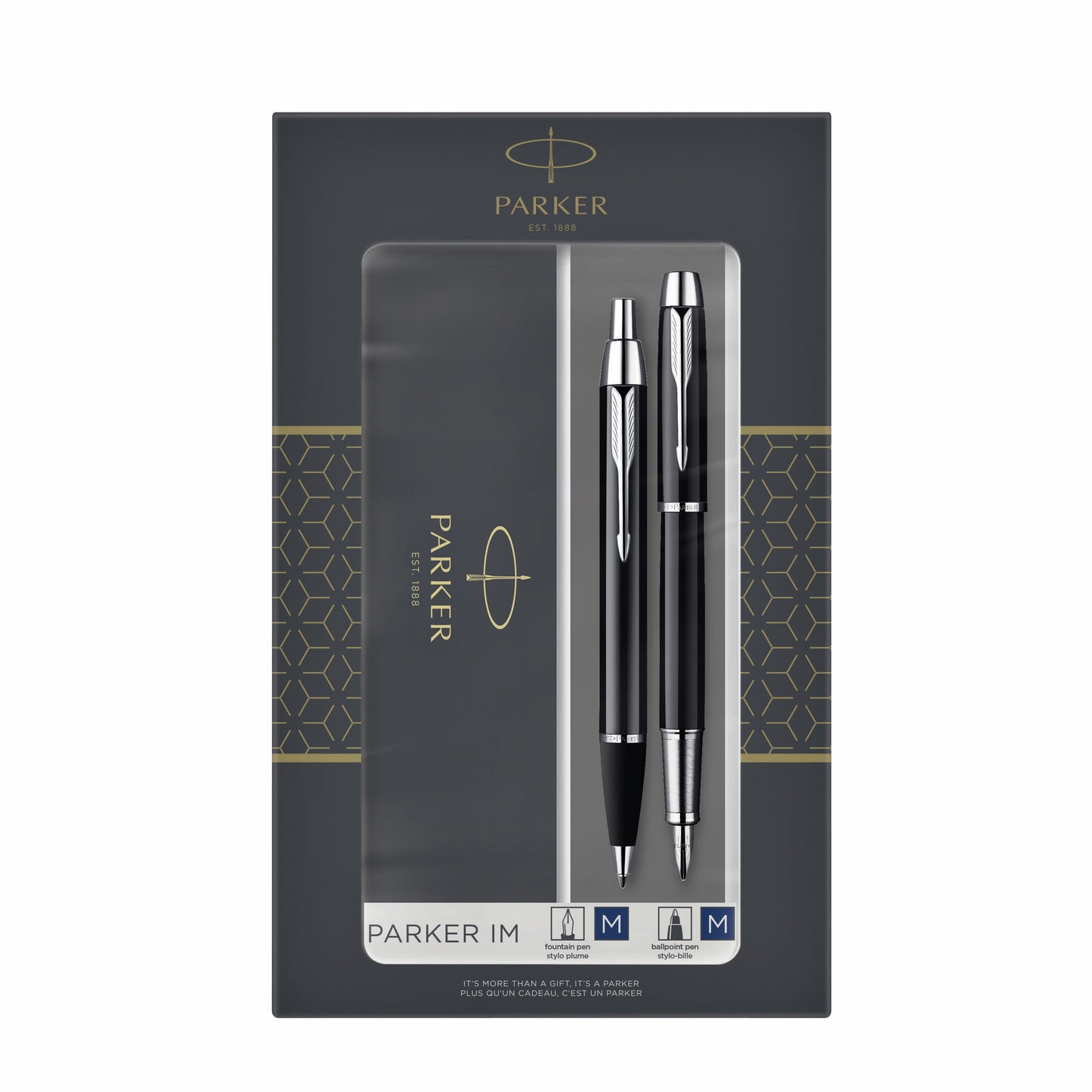 Parker IM CT Zwarte Balpen en Vulpen Duo in Geschenkverpakking