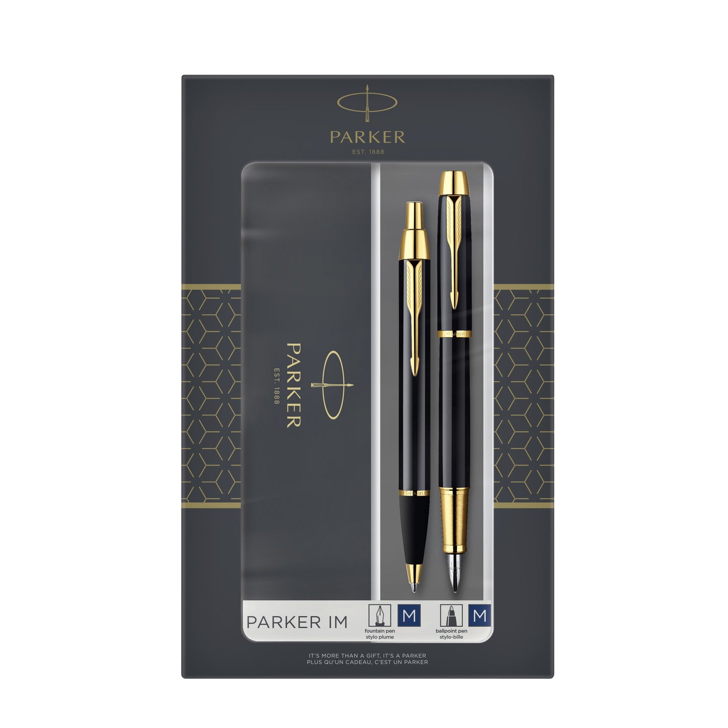 Parker IM GT Zwarte Balpen en Vulpen Duo in Geschenkverpakking