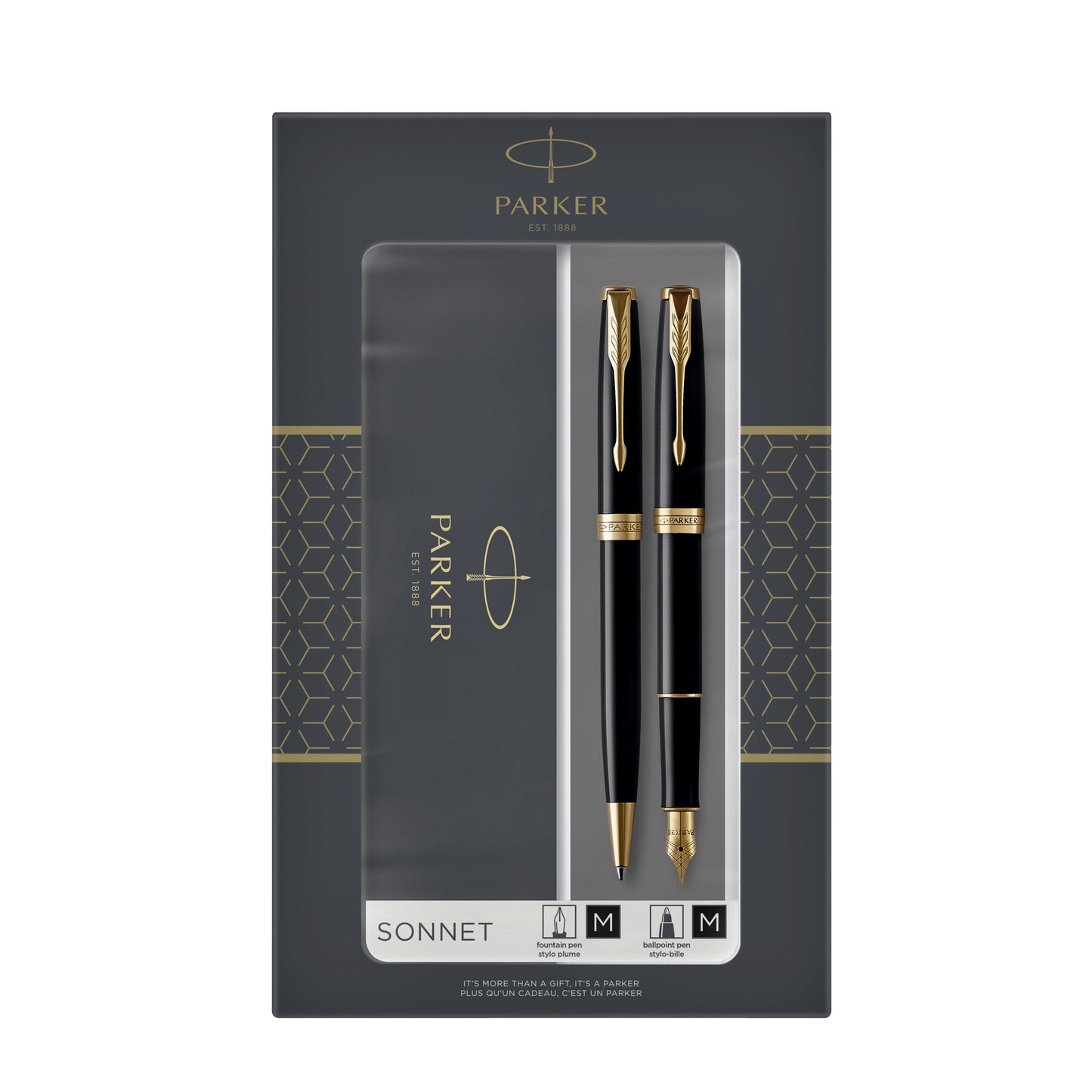 Parker Sonnet Black GT Duo Set met Balpen en Vulpen