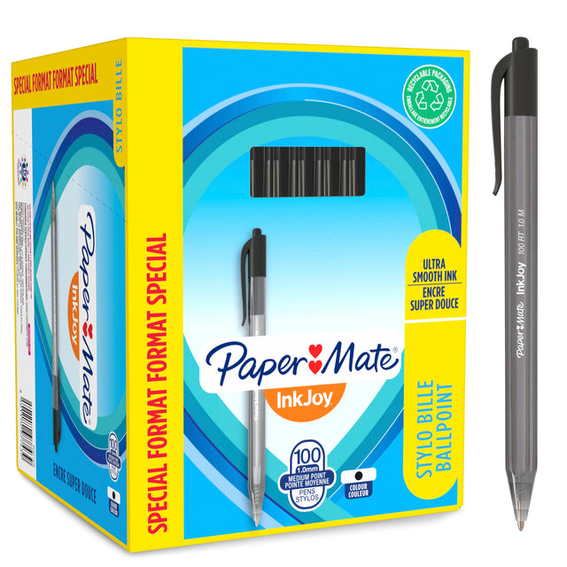 Papermate InkJoy 100 RT Valuepack M zwart, set van 10
