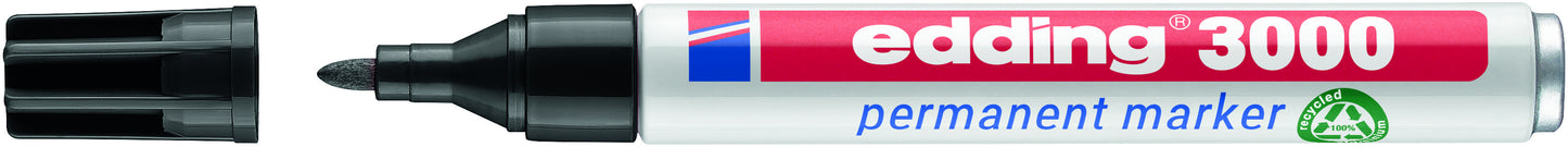 Viltstift edding 3000 rond 1,5-3mm zwart, klassieke permanent marker
