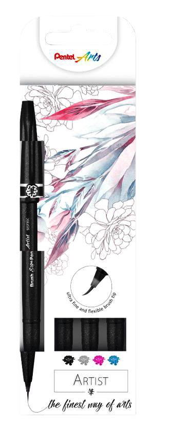 Brushpen Pentel SESF30C Sign assorti, 4 stuks