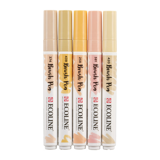 Talens Ecoline Brush Pen Set Beigeroze 5 Stuks