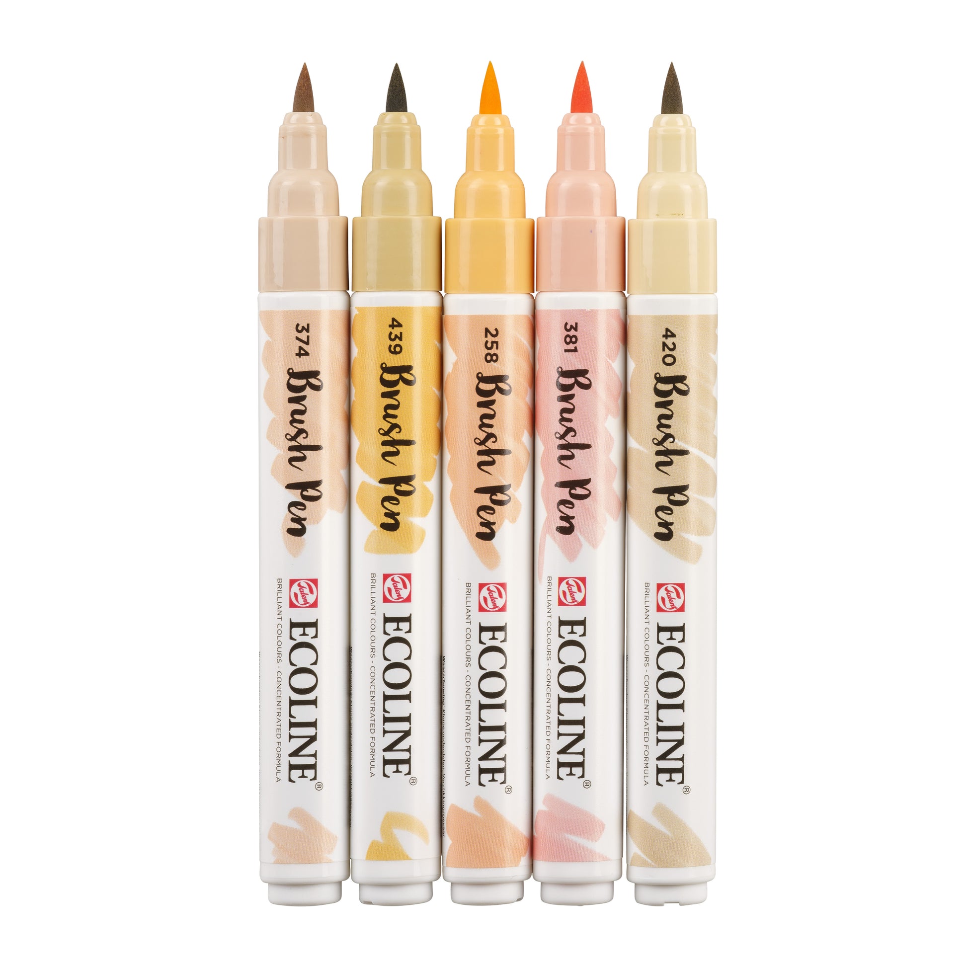 Talens Ecoline Brush Pen Set Beigeroze 5 Stuks - 2