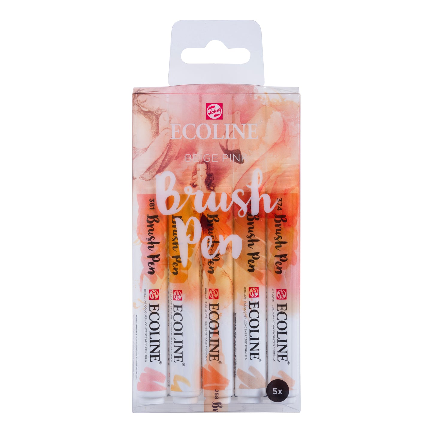 Talens Ecoline Brush Pen Set Beigeroze 5 Stuks - 3
