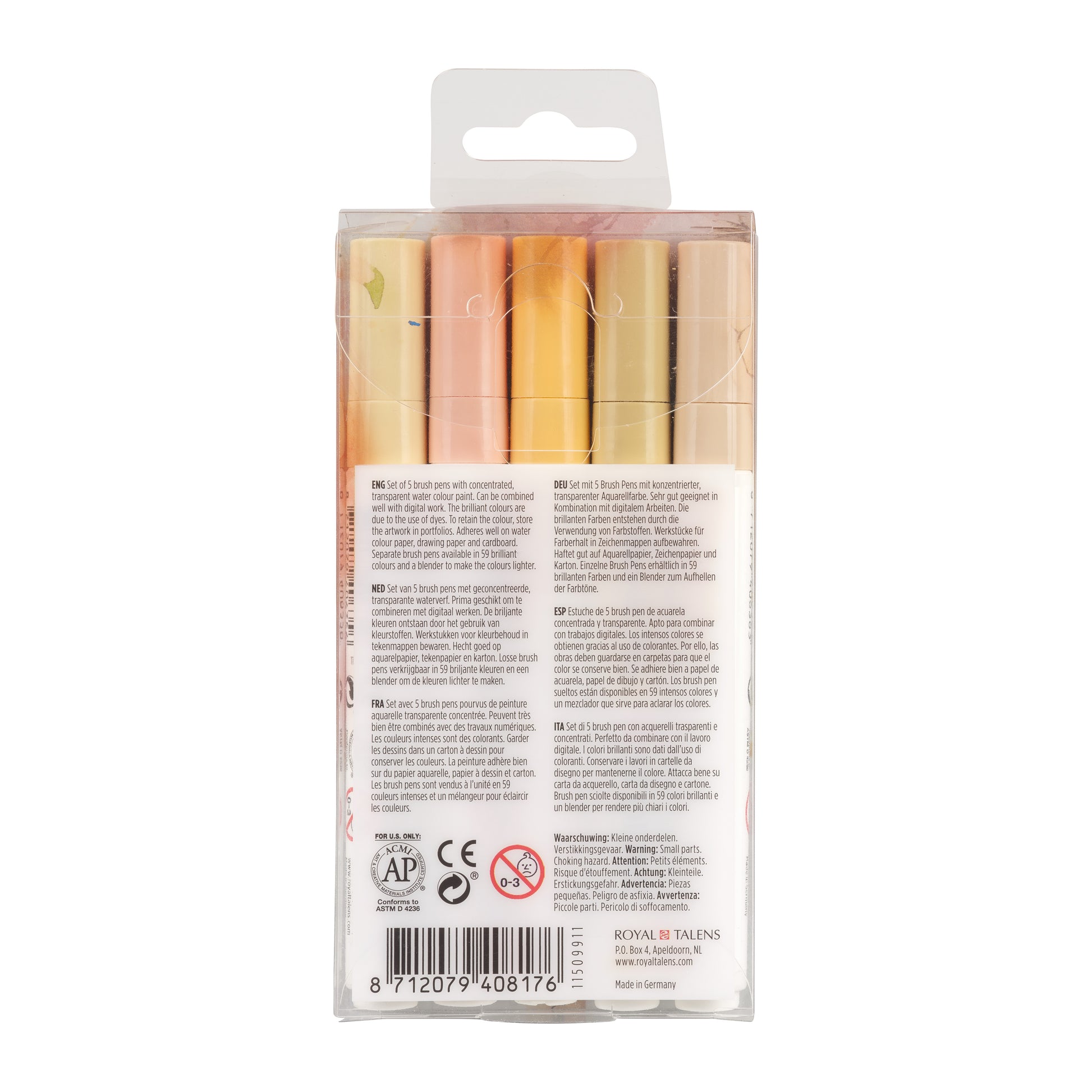 Talens Ecoline Brush Pen Set Beigeroze 5 Stuks - 4