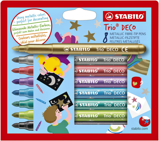 Stabilo Trio Deco Metallic Viltstiften, 8 Kleuren