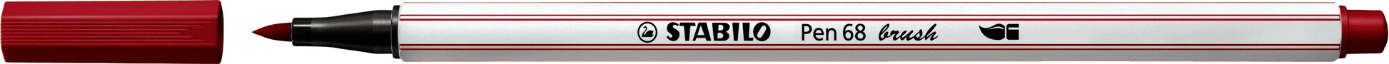 STABILO Pen 68 Brush Viltstift Donkerrood met Flexibele Penseelpunt