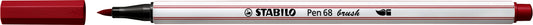 STABILO Pen 68 Brush Viltstift Donkerrood met Flexibele Penseelpunt