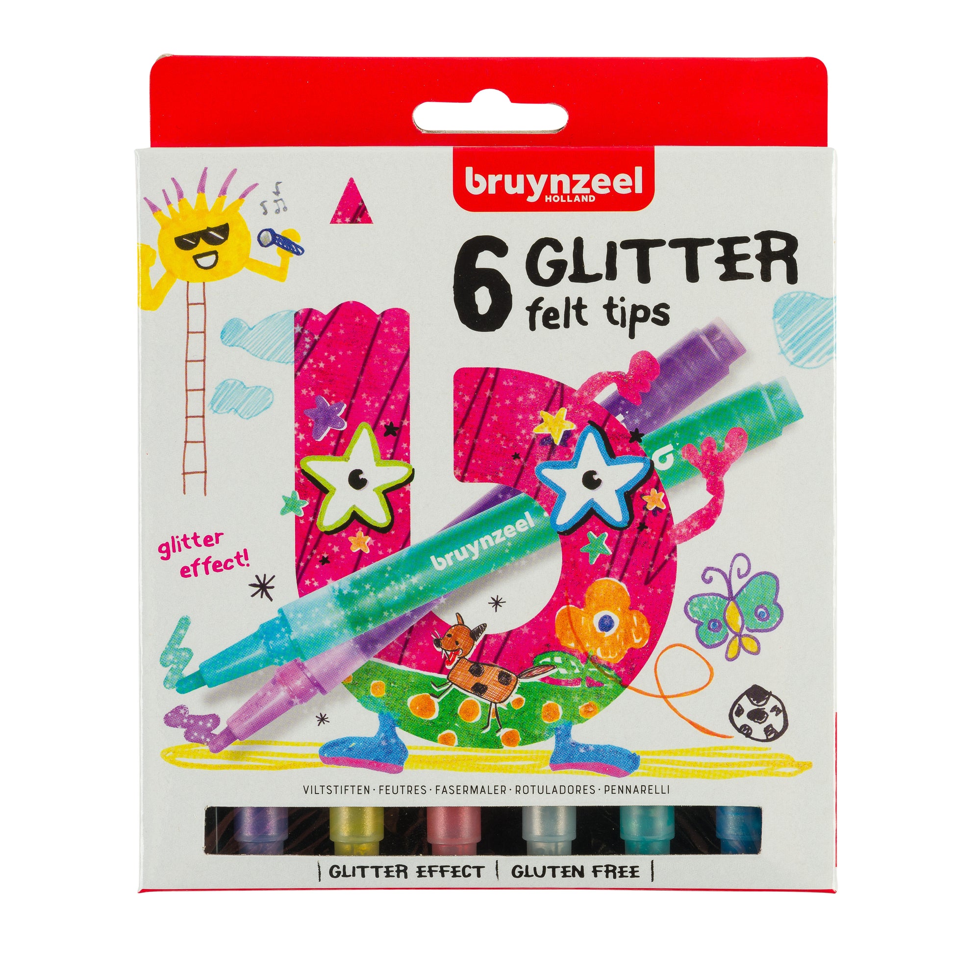 Brynzeel Glitter Viltstiften Assorti 6 Stuks