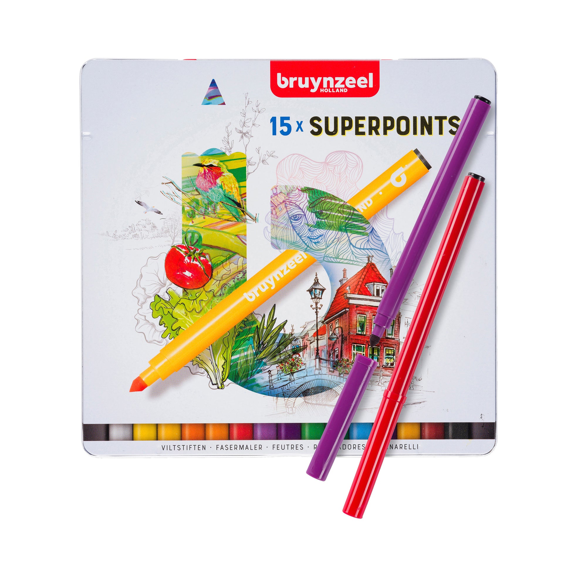 Bruynzeel Expression Super Points Viltstiften 14 Kleuren + Witte Stift - 2