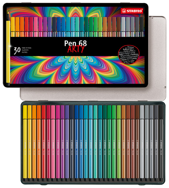STABILO Pen 68 Max viltstift, 30 kleuren, bullet tip 1mm - 2