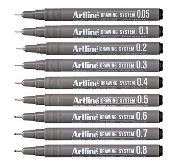 Artline technische fineliner 0,05mm zwart, waterbasis, veilig gebruik
