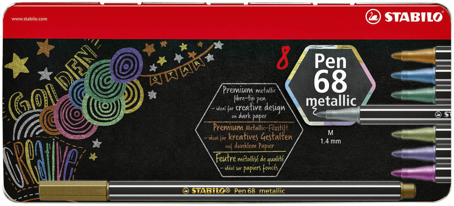 Viltstift STABILO Pen 68/8 M Metallic Assortiment, 8 stuks