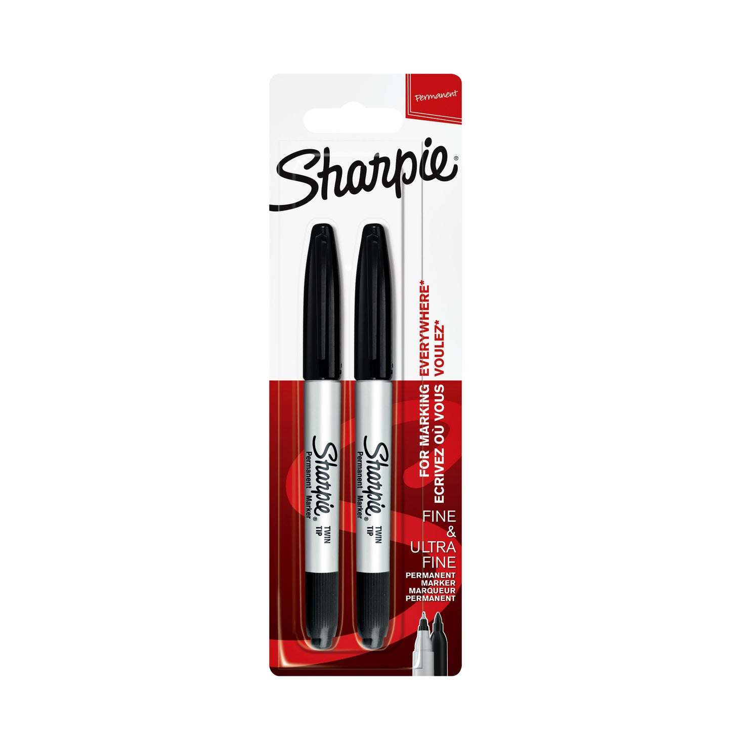 Sharpie Twin Tip permanent marker zwart, 2 stuks - 2