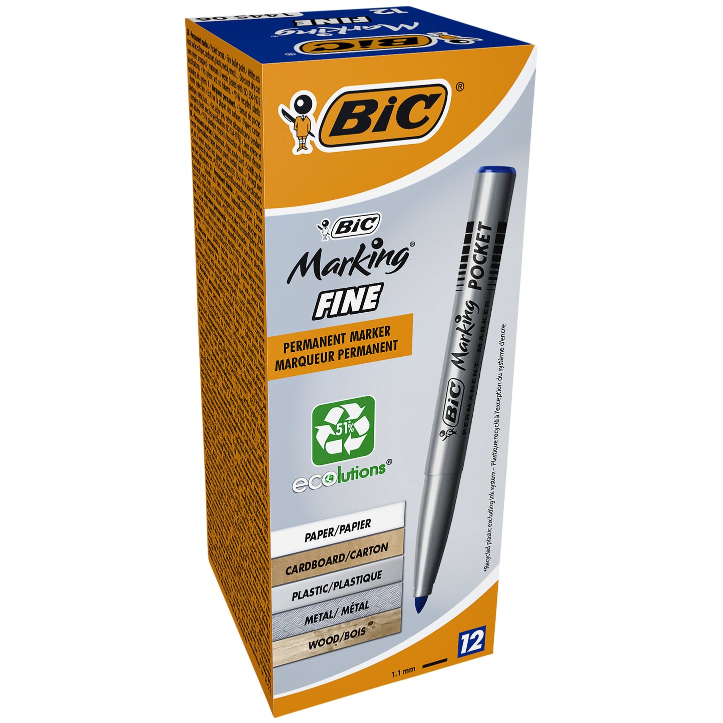 Viltstift Bic 1445 ecolutions rond F blauw