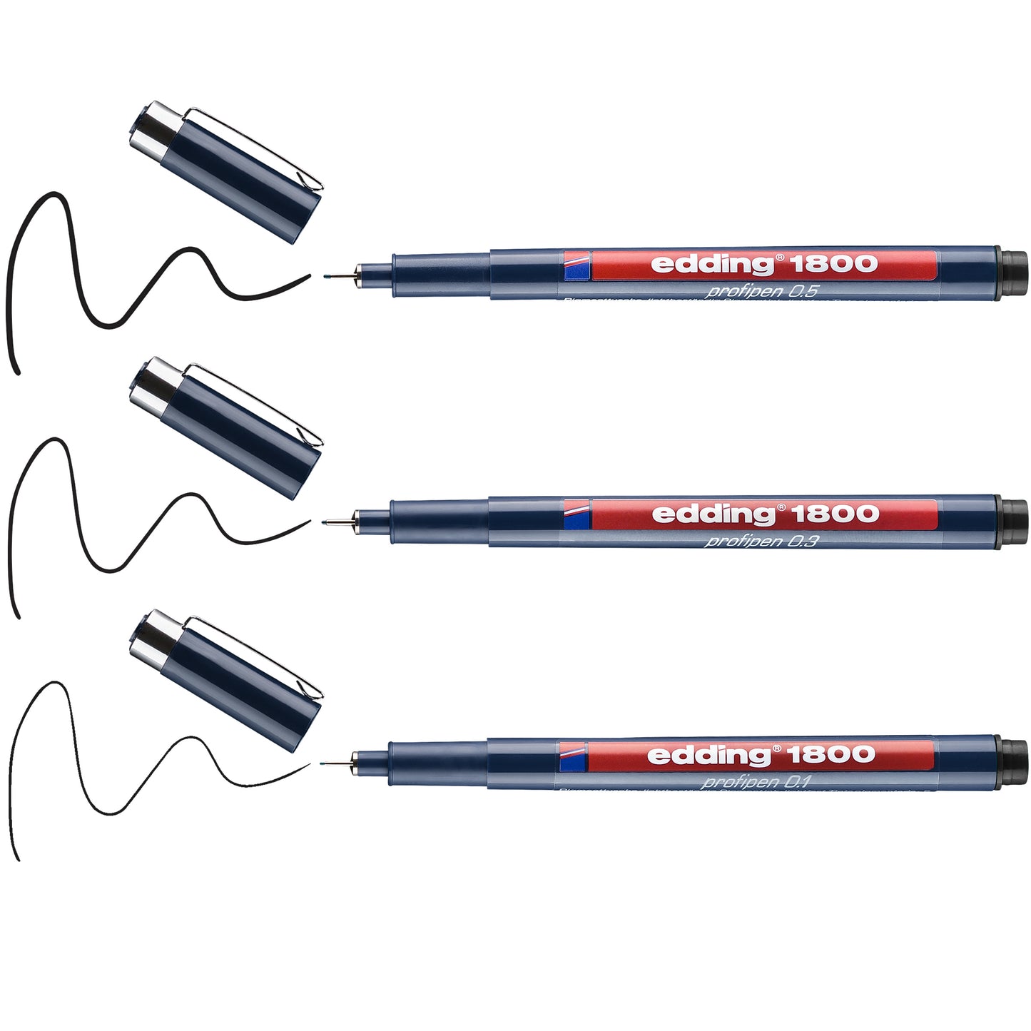 Edding 1800 Fineliner Set 3 Stuks Zwart