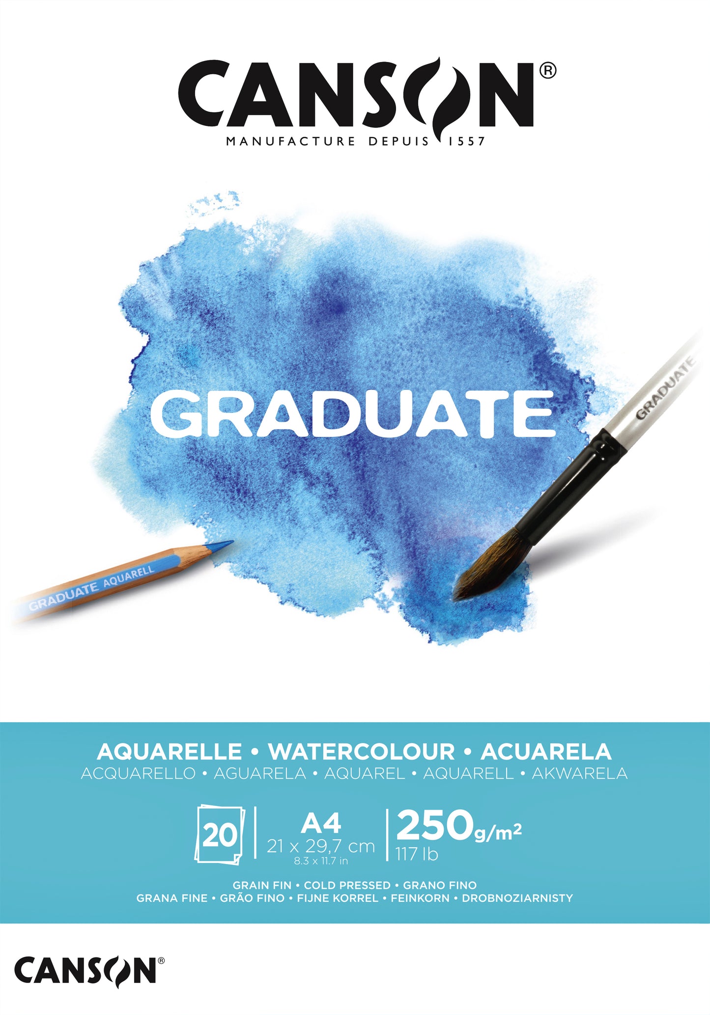 Aquarelblok Canson Grad A4 20 vellen 250 g/m²