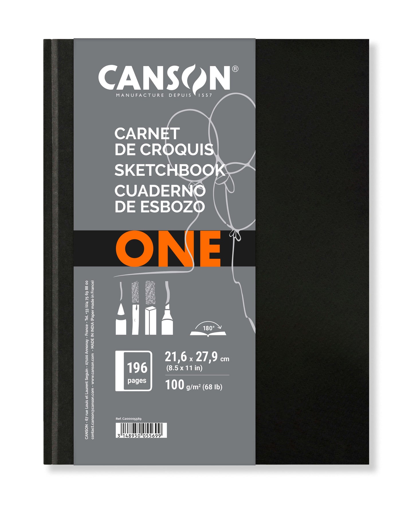 Canson Art Dummy Tekenboek 216x279mm, 100 g/m², Zwarte Kaft