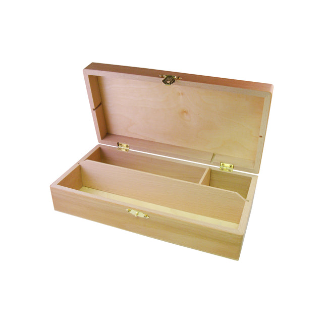 Tekendoos beukenhout 25x12.5x6.5cm met 3 vakken - 2