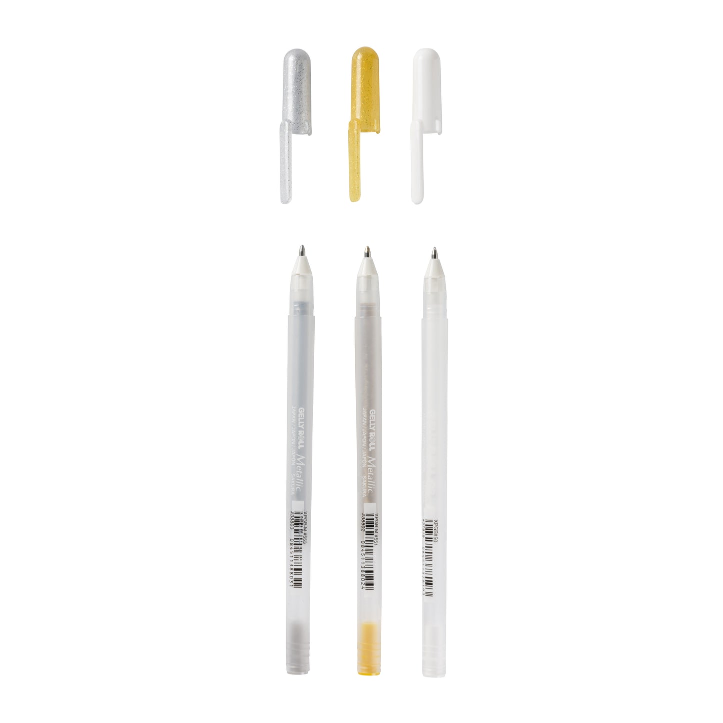 Set van 3 metallic Gelly Roll gelpennen in goud, zilver en wit
