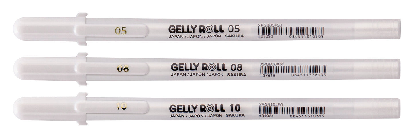 Set van 3 witte Sakura Gelly Roll pennen in verschillende diktes