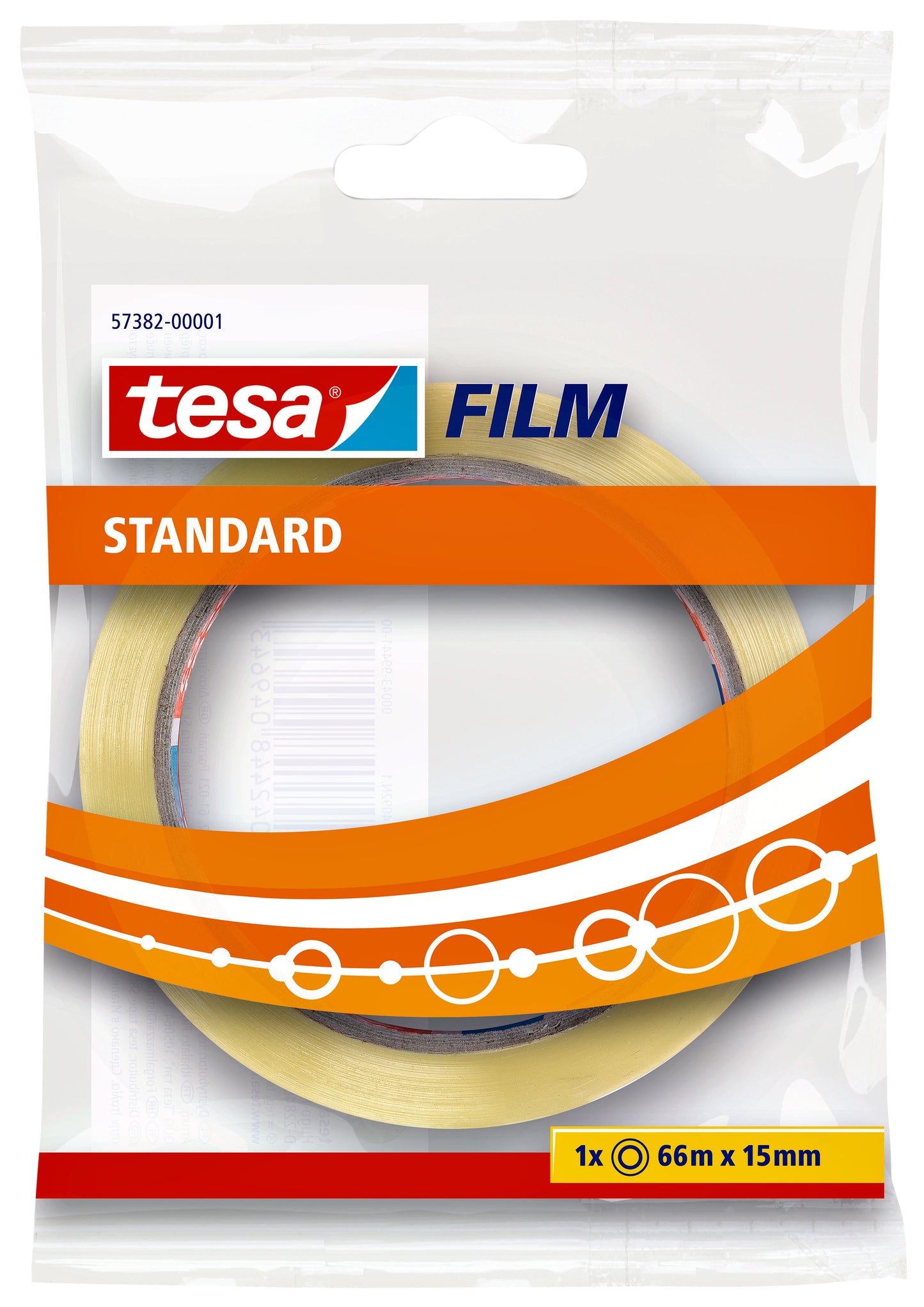 Standaard transparant zelfklevend plakband tesafilm 66m x 15mm