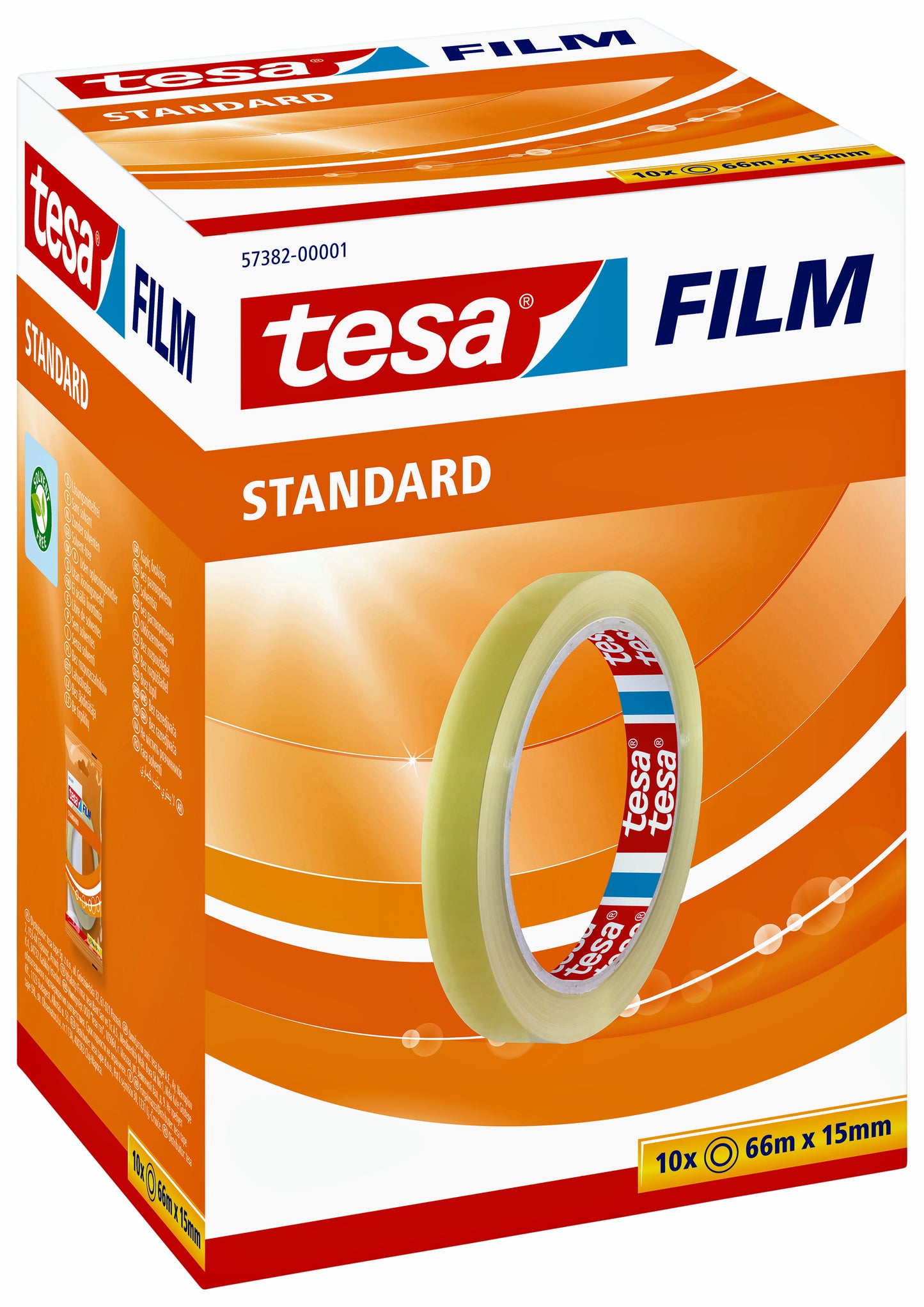 Standaard transparant zelfklevend plakband tesafilm 66m x 15mm - 4